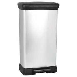 Pedal bin Curver Deco Bin 50L silver — Curver pedal waste bin 50 L capacity, silver finish