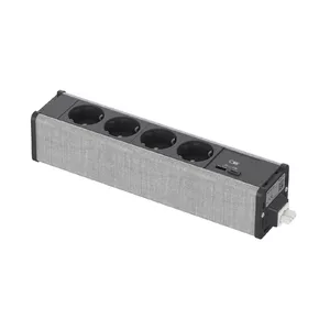 Модульный блок Schneider Electric Unica System+ с 4 розетками Schuko и портами USB-A/C, антрацит/серый