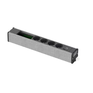 Schneider Electric Unica System+ Modular Unit with 4 Schuko Sockets, USB-A/C Charger, and Data Ports, Anthracite/Grey