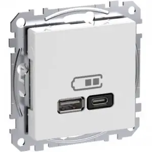 Сетевой модуль Schneider Electric WDE002983 с USB-A и USB-C портами, Power Delivery, белый
