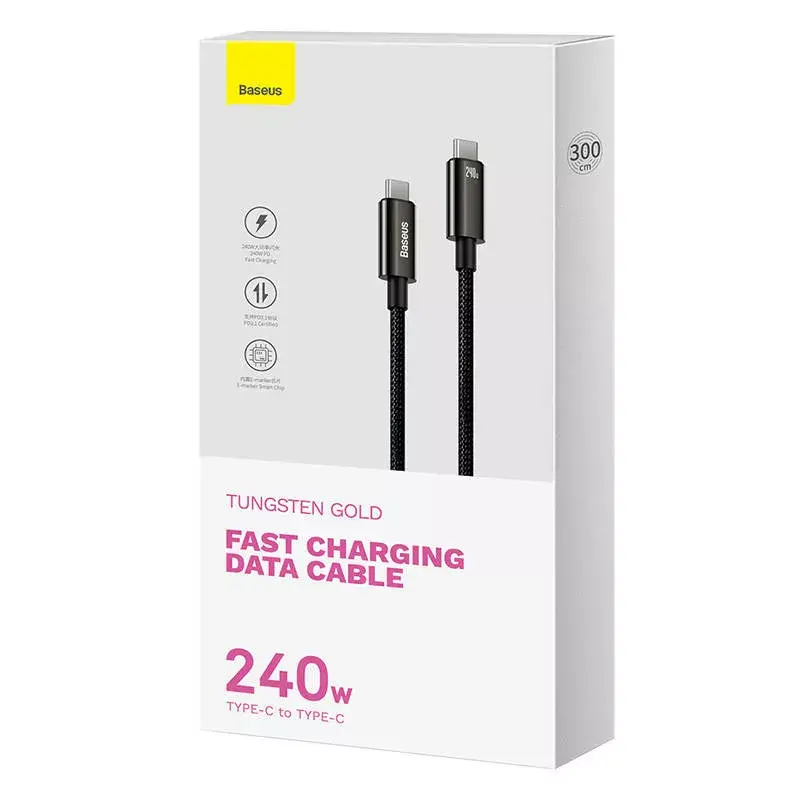USB-C uz USB-C kabelis Baseus Tungsten Gold 240W 3m Photo 8