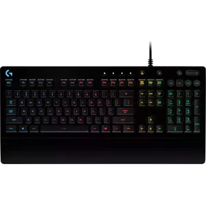 Игровая клавиатура Logitech G G213 Prodigy — полноразмерная USB, механические переключатели, RGB-подсветка, QWERTY, подставка для запястий, кабель 1,8 м