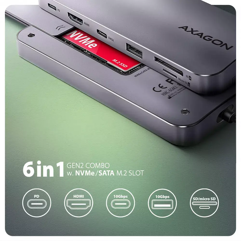 USB хаб Axagon HMC-6GM2 Photo 2