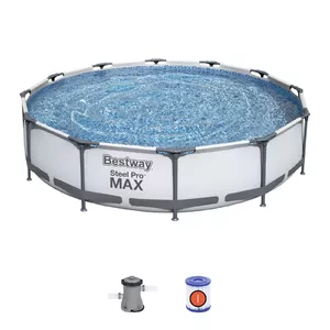 Rāmis baseins Bestway Steel Pro 366 cm x 76 cm — apaļš, tilpums 6473 l, sūknis 1200 l/h