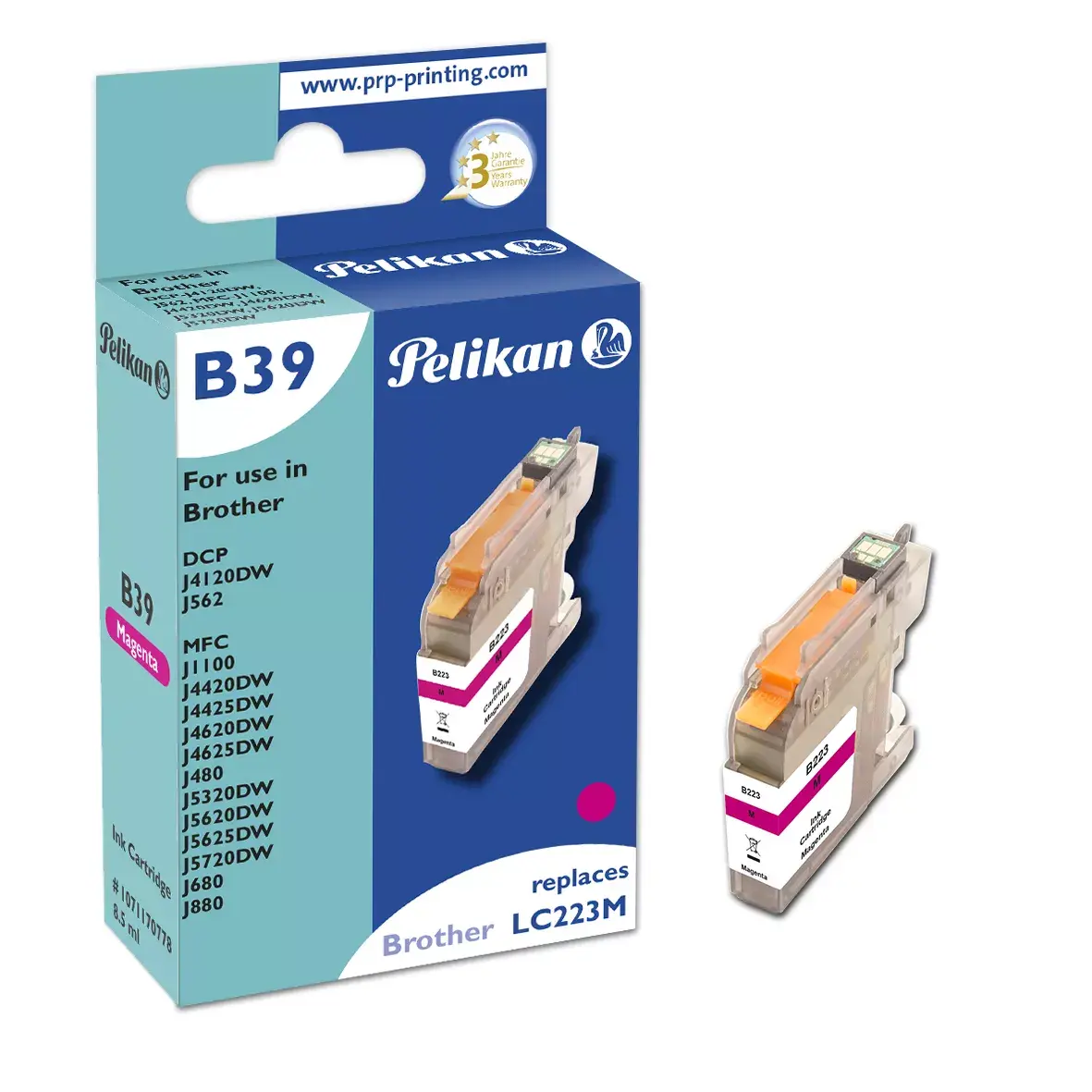 Pelikan B39 Saderīga Magenta Tintes Kasetne