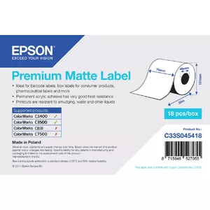 Epson Premium Matte Label Continuous Roll 76mm x 35m Matte 163 g/m²