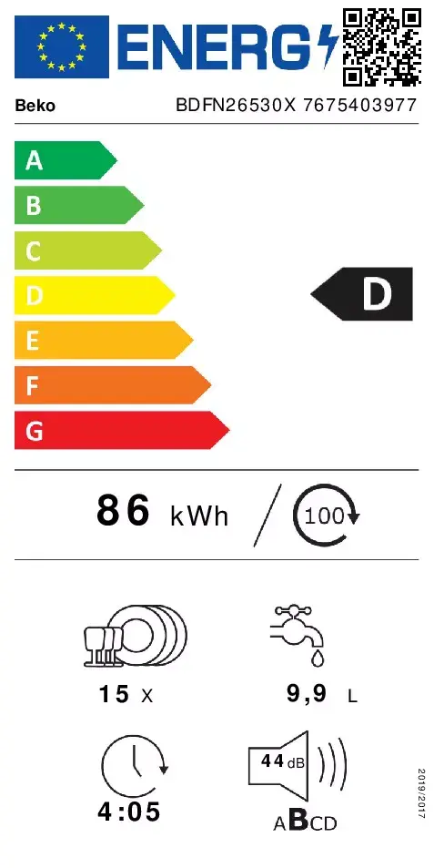 BEKO BDFN26530X brīvstāvošā trauku mašīna 15 komplekti Photo 8