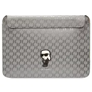 Laptop sleeve Karl Lagerfeld KLCS14SAKHPKG 14 inch silver Saffiano Monogram Ikonik