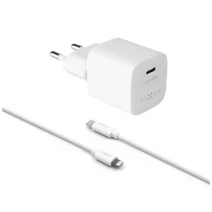 Путевой зарядный блок USB-C FIXED FIXC20M-CL-WH с встроенным кабелем USB-C—Lightning, 20 Вт