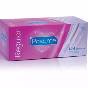 Презервативы PASANTE Regular, упаковка 144 шт — латексные смазанные, стандартный размер, в фольге
