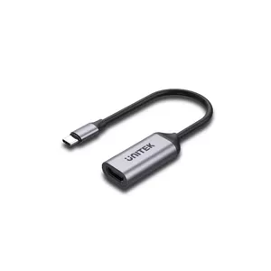 Видеоадаптер Unitek V1420A USB Type-C (м) → HDMI (ж), 0,15 м, 4K@60Гц, HDCP 2.3, серый