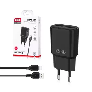 XO L92С lādētājs | 12W | 2,4A + USB-C kabelis 1m melns