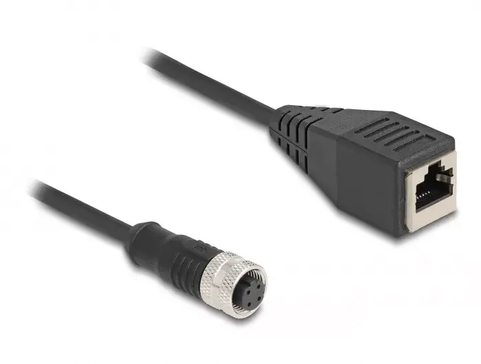 DeLOCK M12 adaptera kabelis D-coded 4 pin female uz RJ45 female Photo 2
