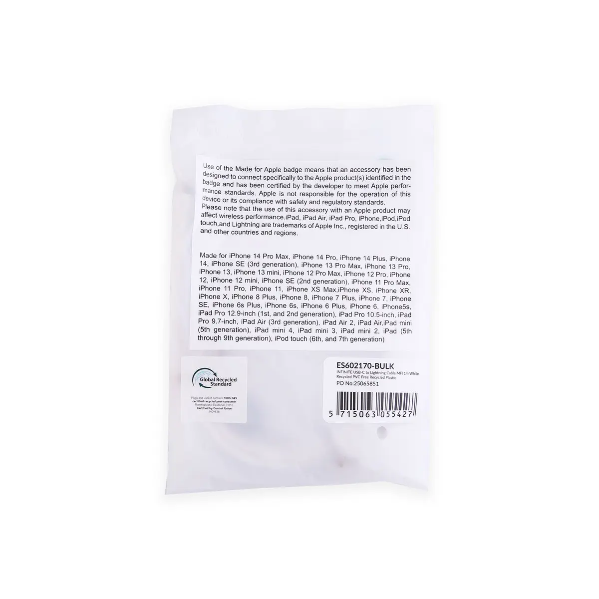 Кабель USB-C на Lightning eSTUFF ES602170-BULK Photo 3