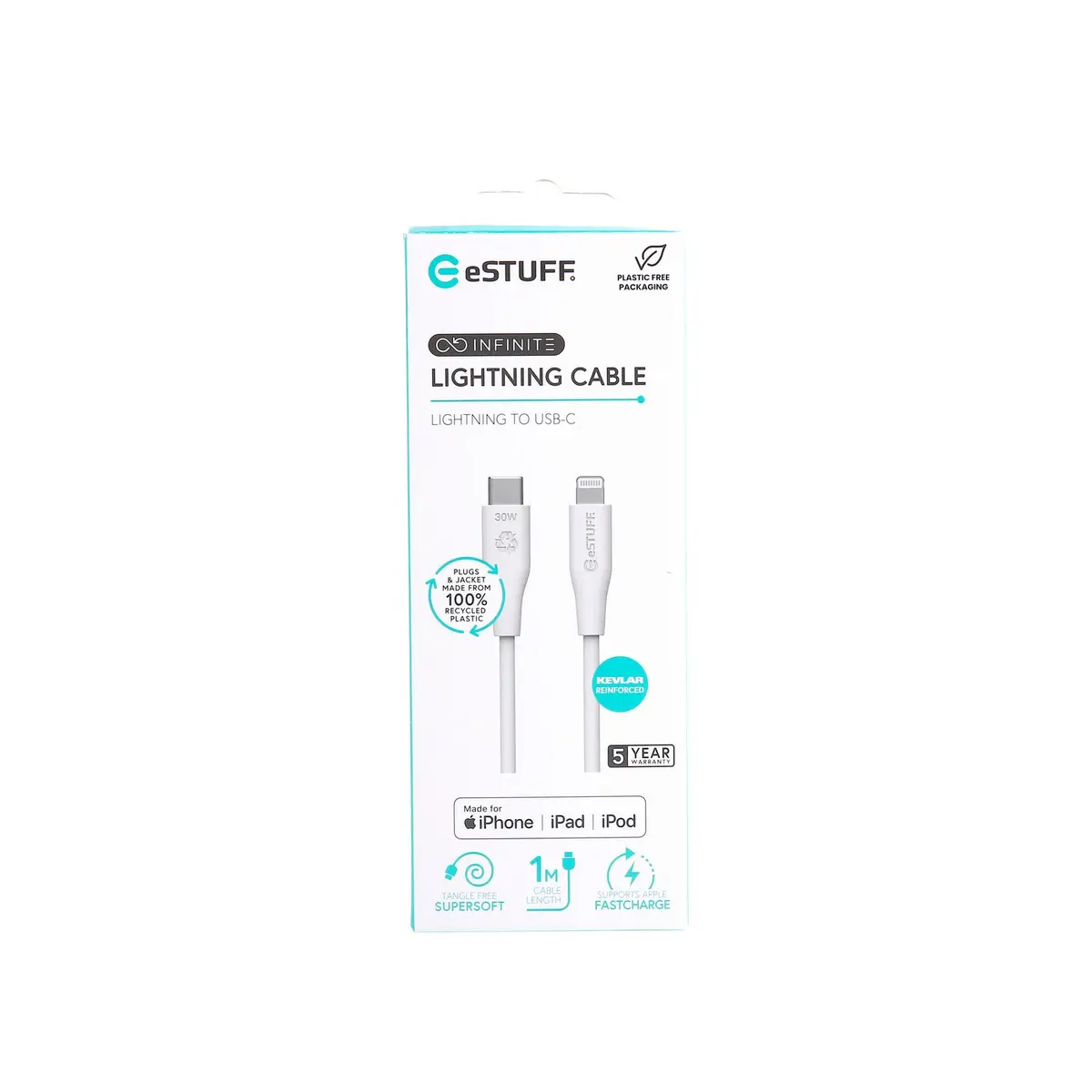 eSTUFF ES602170 USB-C to Lightning Cable 1 m White Photo 2