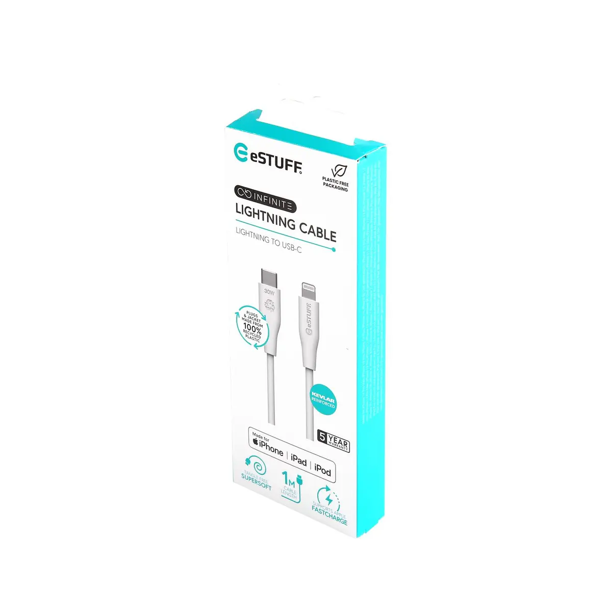 eSTUFF ES602170 USB-C to Lightning Cable 1 m White Photo 3