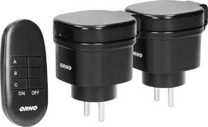Socket set ORNO wireless mini sockets controlled 2+1 with remote control IP44 Schuko version