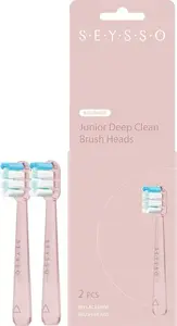 Replacement toothbrush heads Seysso Junior Deep Clean — 2 pcs, pink, compatible with Seysso Junior electric brush