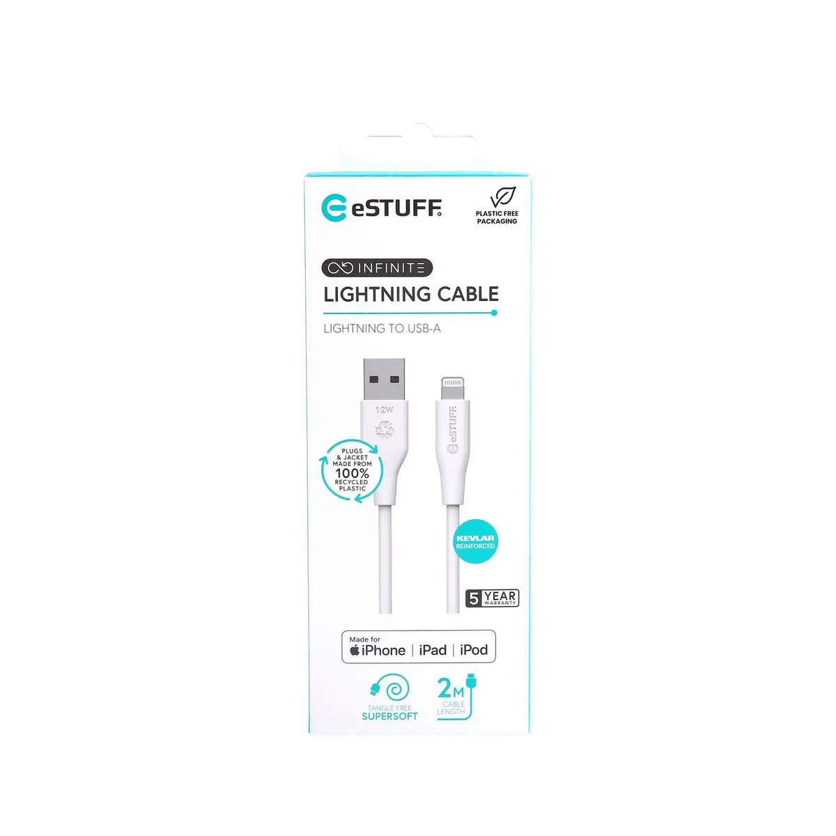Кабель eSTUFF ES601270 Lightning 2м Белый Photo 2