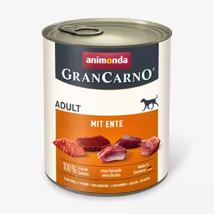 Влажный корм для взрослых собак animonda GranCarno с уткой 800 г — для всех пород, банка, влажность 79%