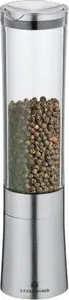 Pepper mill Zassenhaus KOBLENZ stainless steel body with acrylic window, 21 cm