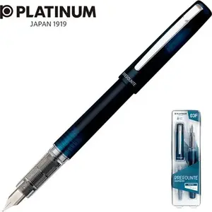 Fountain pen Platinum Prefounte Night Sea F — Platinum, fine nib, blue ink, plastic display blister
