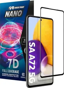 Защитное стекло Crong 7D Nano Flexible Glass 9H для Samsung Galaxy A72 — гибридное неразбиваемое покрытие на весь экран