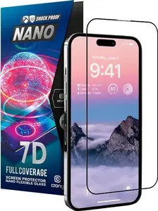 Защитное стекло Crong 7D Nano Flexible Glass для iPhone 14 Pro Max, гибридное 9H на весь экран