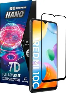 Защитное гибкое стекло Crong 7D Nano для Xiaomi Redmi 10C — гибридное 9H на весь экран