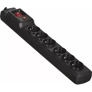 Сетевой удлинитель ActiveJet ACJCombo6gn1,5m — 6 розеток Type E, шнур 1,5 м, 10 A, чёрный