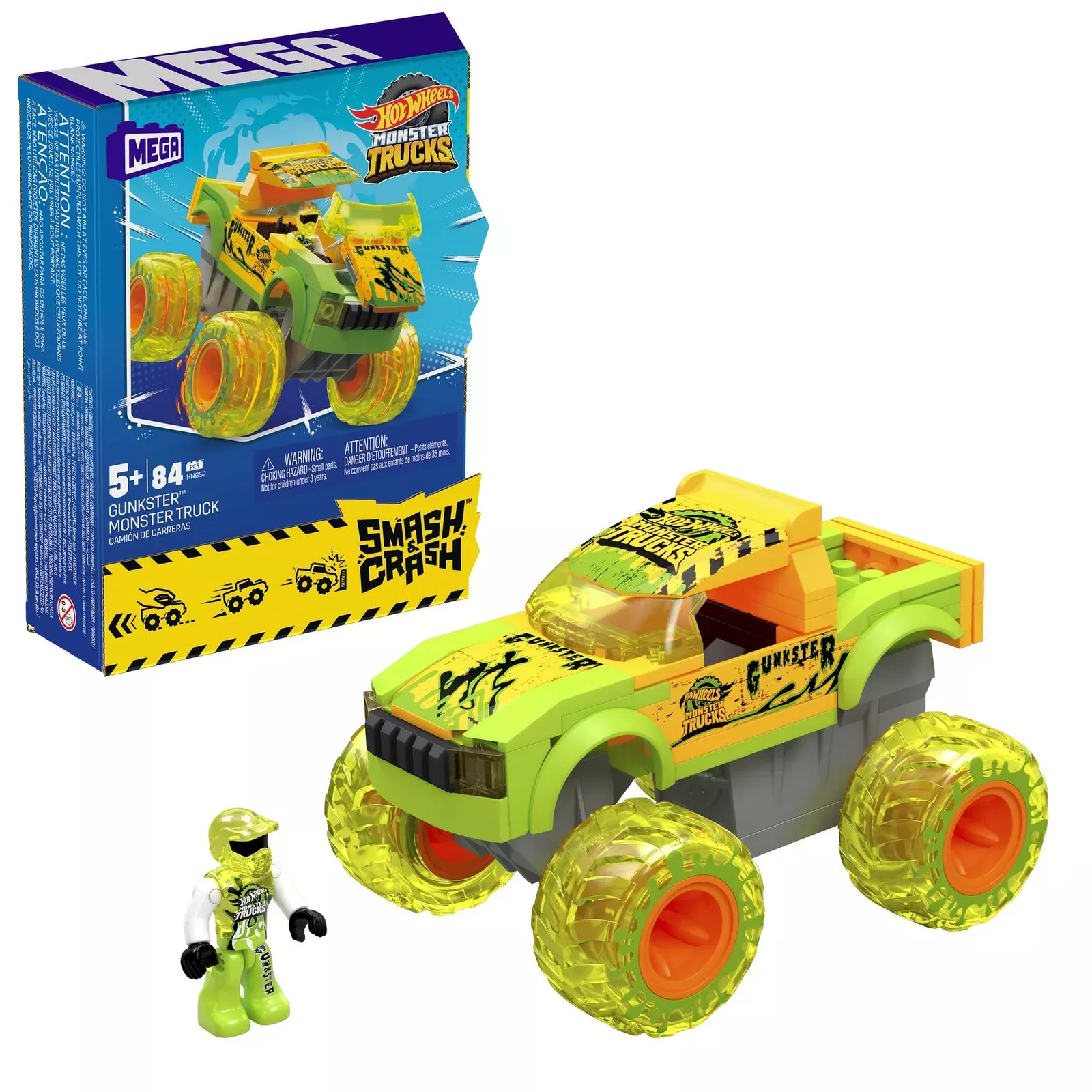Hot Wheels Monster Trucks Hotweiler, Giant wheels, including connect and  crash car