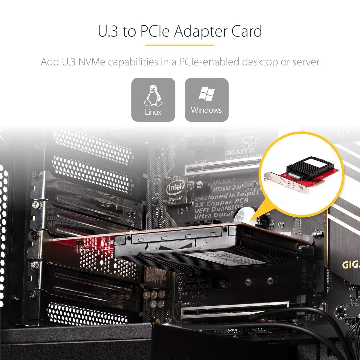 U.3 uz PCIe adaptera karte StarTech.com SFF-TA-1001 Photo 9
