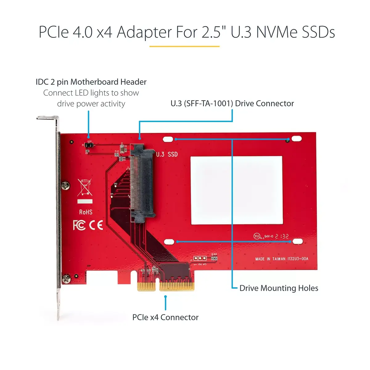U.3 uz PCIe adaptera karte StarTech.com SFF-TA-1001 Photo 10
