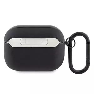 Protective leather cover for AirPods Pro 2, Mercedes AMAP2SLWK — black with white Mercedes AMG logo