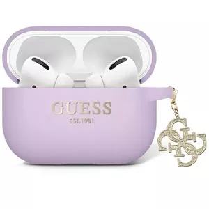 Aizsargvāciņš AirPods Pro 2 no GUESS GUAP2LECG4U — violets šķidra silikona ar mirdzumiem