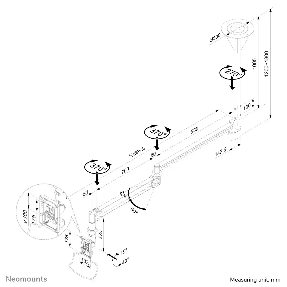 Ceiling Mount Neomounts FPMA-HAC100HC Photo 4