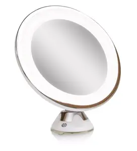 Rio MMSU LED Makeup Mirror Round White with Suction Cup Battery Powered