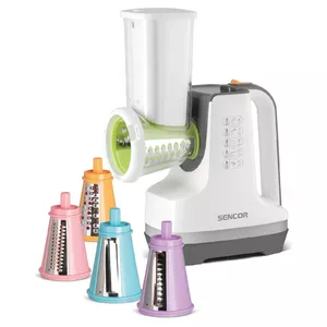 Electric multi grater SENCOR SSG 4500 WH — 4 grating options, 5 cutting drums, 57 mm feed opening, non-slip feet