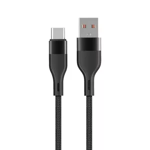 USB cable maxlife MXUC-07 1 m, 3A, black nylon braid