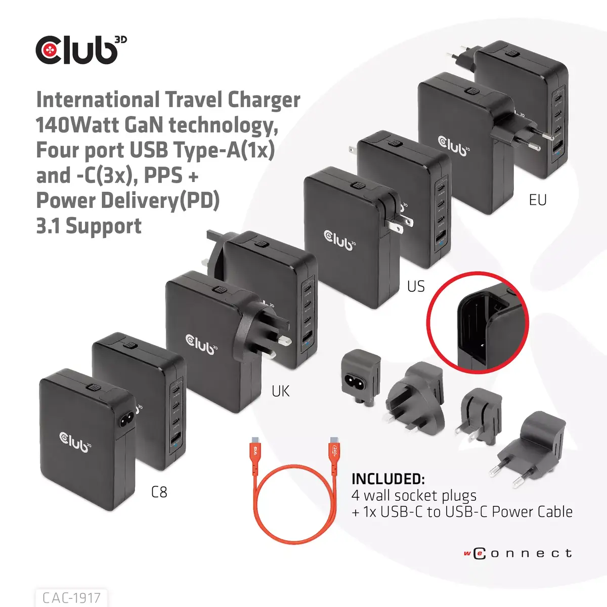CLUB3D International Travel Charger 140W Photo 8