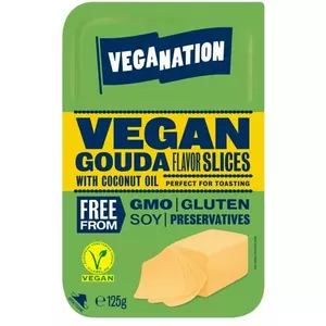 Veganation vegan plant-based fat product slices, Gouda flavor, 125 g
