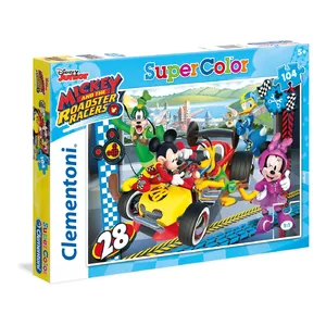 Пазл Clementoni 104 эл. — Mickey and the Roadster Racers, SuperColor, ширина 485 мм
