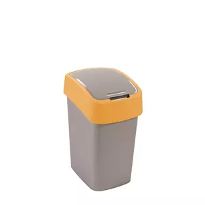 Trash bin Curver Flip Bin 25 L, plastic waste bucket, silver with yellow lid