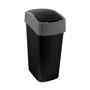 Trash Can Curver Tilt Black Model 229411, plastic tilt-top waste bin