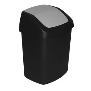 Waste bucket Curver Swing Top 15 L black/silver, dimensions 30.6×24.8×41.8 cm
