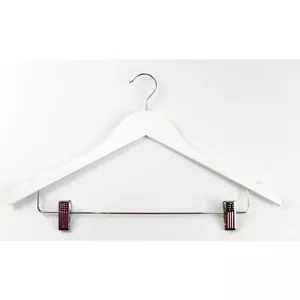 Wooden clothes hangers with clips ORDINETT 1201018 44.5 cm, white