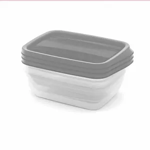 Food container set Curver 0803505Q58 rectangular 3×1 L transparent grey