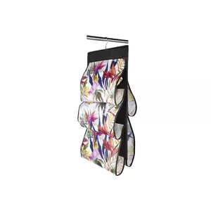 Hanging Handbag Organiser ORDINETT Floral Beauty with 5 Compartments, fabric storage for bags and accessories