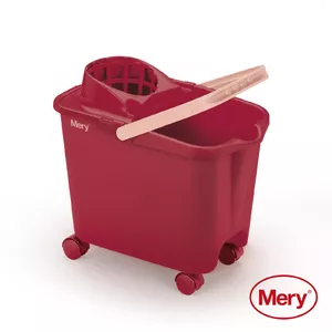 Bucket MERY 05032534 14L with push-on wheels, red