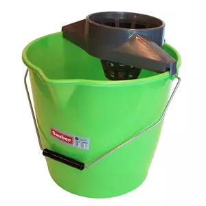 Round bucket Sauber 24800804 12L with push-button lid and metal handle
